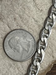 35. MWS Sterling 925 Anchor Mariner 7.3mm link Chain Necklace Italy 20″, 44g