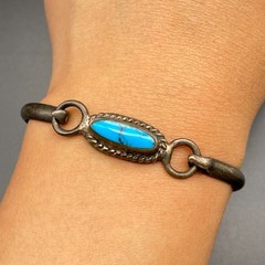 Vintage Mexico Turquoise Sterling Silver Bracelet Small 6-3/8″