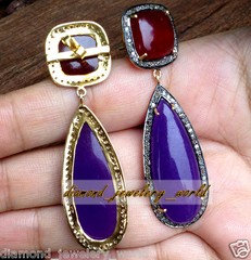 Gorgeous 56.00ctw Rose Cut Diamond Gemstone Silver Vintage Style Earring Jewelry