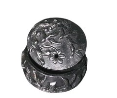 TORINO Pewter Trinket Box Earrings Brooch Pin Set Signed Birds Floral Vintage