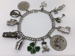 Vtg Sterling Silver 12 Charm Bracelet 7” Love Luck Success Golf Ice Pick 40g