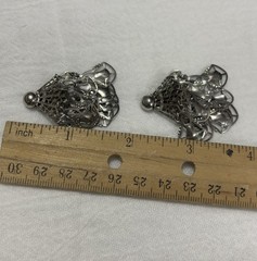 Vintage Norwegian Sølje filigree dangle clip on earrings silver tone