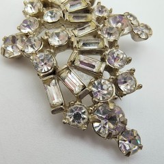 Vintage Art Deco Rhinestone Crown Brooch Old Hollywood Regency Tiara Royalcore