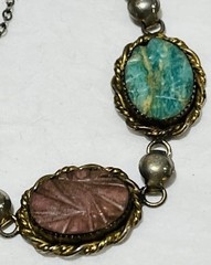 Vintage Sorrento 1/20 12k Gold-Filled Carved Stone Oval Link Bracelet Agate More