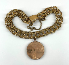 VTG 1/20 12k GF 10mm Double Link chain medal charm bracelet safety chain 7.5″