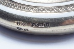 VANITY MIRROR LOCKET PENDANT – ANTIQUE SILVER ENAMEL c1906 VERY GOOD QUALITY
