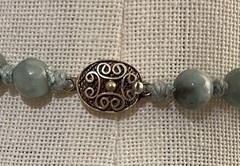 Vintage Jade Graduated Stamped Silver Hand Knotted Necklace For Women￼