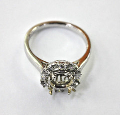 Art Deco 1-3.00ct Engagement Setting 18k White Gold 4g. Hey-Low 0.50ct Size 6.75
