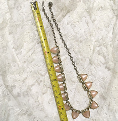 Vintage Pink Moon Glow Necklace Thermoset Silver Tone Retro Statement Chain