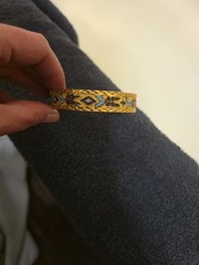 1960s VINTAGE RUSSIAN ENAMEL BRACLET GOLD TONE METAL RARE COLLECTIBLE