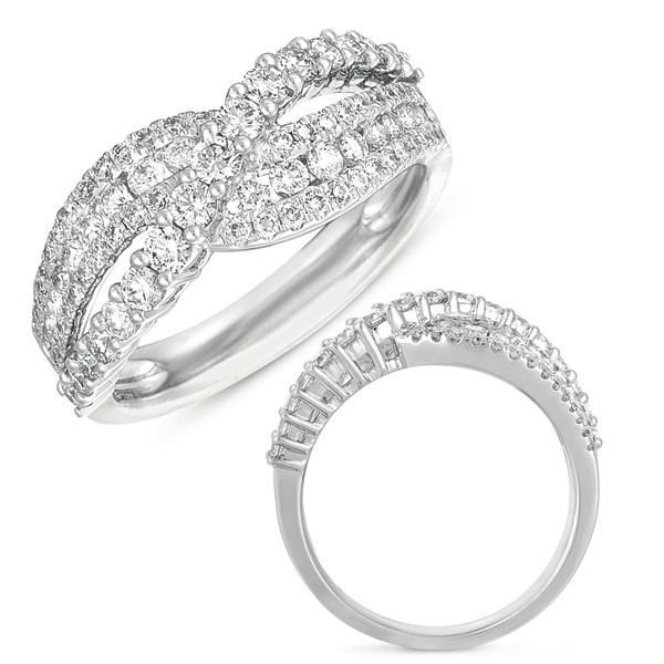.99CT DIAMOND 14KT WHITE GOLD CLASSIC MULTI ROW CRISS CROSS INFINITY LOVE RING