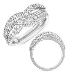 .99CT DIAMOND 14KT WHITE GOLD CLASSIC MULTI ROW CRISS CROSS INFINITY LOVE RING