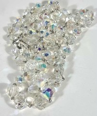 Vintage 1950s Aurora Borealis Crystal Double Strand Choker Necklace 39cm