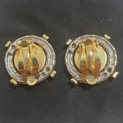 Vintage Erwin Pearl Two Tone Silver Gold Cable Rope Roman Coin Clip Earrings