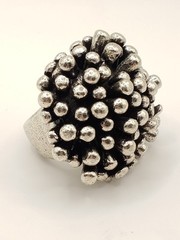 Vintage Nepal Perruque Modernist Pewter Ring Size 9 Large 4cm Statement Sputnik