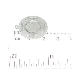 925 Sterling Silver Antique Art Deco Engraved Floral Round Pendant