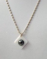 Germany Chain Hematite Geometrical Modern Asymmetrical Pendant Necklace 18″