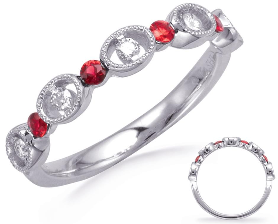 .34CT DIAMOND & AAA RUBY 14K WHITE GOLD 3D ROUND OVAL FILIGREE MILGRAIN FUN RING