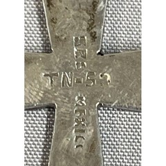 Vintage Taxco Mexico 925 Sterling Silver Black Onyx Inlay Striped Cross Pendant