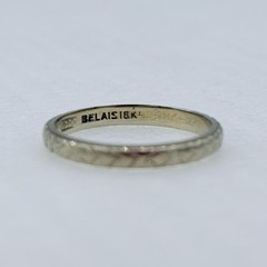 Belais Vintage Wedding Band 18K White Gold Engraved Detailing Size 6