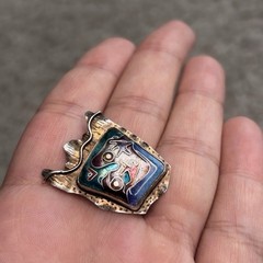 Celiane & Ron Dunetz Sterling Silver Enamel Shield Pendant