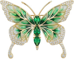 Vintage Rhinestone Butterfly Brooch Emerald Insect Brooch Crystal