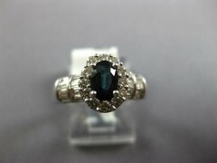 1.52CT DIAMOND AAA SAPPHIRE 14K WHITE GOLD OVAL ROUND & BAGUETTE FRIENDSHIP RING