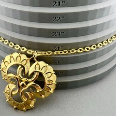 Vintage MCM Necklace Brushed Gold Tone Pendant 24”