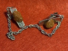 Vintage Unbranded Silver Tone Sweater Clip With Sunstones