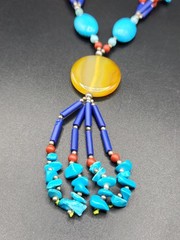 Vintage Southwestern Style Faux-Gemstone Tassel Necklace