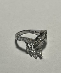 Vtg Ross Simons Sterling Silver White CZ Stone Dangle Charm 925 Ring Size 6