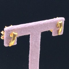 Signed Starburst Earrings Sapphires and Simulated Ruby Gold Tone Marked W