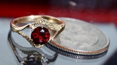 14k yellow gold ring 1.00ct Bohemian garnet sz 6 solitaire vintage 2.40g N3159