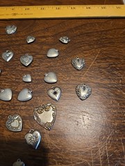 Lot 50 Silver Hearts Mini France Vintage 60s Brass Stampings Findings Jewelry