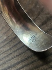 MEXICO 925 Silver Vtg Oval Turquoise Cuff Bracelet Approx 6.75″ at 18g Old Pawn