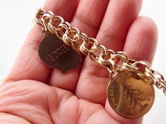 1969 Elco Charm Bracelet Gold Filled Mid Century Modern 3 Charms Christmas Tree