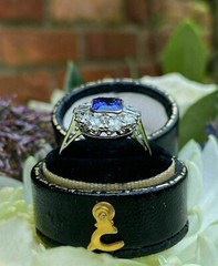 Estate Wedding Vintage Art Deco Ring 14K White Gold Over 2 Ct Simulated Sapphire