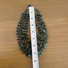 Vintage 5 Strand Faux Jade Green Shell Nugget Bead Choker Necklace Hook Closure