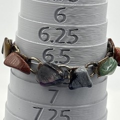 Vintage Semi Precious Stone Link Bracelet Goldstone Rose Quartz Goldstone 6.75”