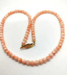 Vintage Lucoral 18″ Angel Skin Coral 3.42 MM Bead Necklace!