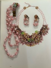 Unsigned Miriam Haskell Pink Art Glass Beaded Necklace Earrings Set 18” READ