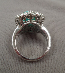 JTV Sterling Silver Blue Amazonite Blue Topaz Halo Ring NIB Sz 7