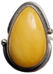 ESTATE VINTAGE STERLING SILVER EGG-YOLK BALTIC AMBER RING SIZE 5.5-FREE USA SHIP