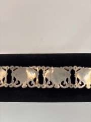 Vintage Sterling Silver Thai Siam Niello Dancer Fan Panel Link Bracelet Design