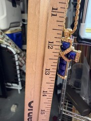 Vintage Necklace Nolan Miller Blue Cross Pendant Simulated Lapis 26 in