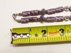 Vintage Necklace Purple Beaded Art Glass Silver Tone D5383