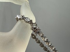 ESTATE STERLING SILVER 925 XOXO CZ PRONG SET STONES TENNIS BRACELET