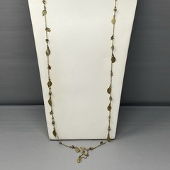 VTG Cookie Lee Gold Tone Necklace Leaf Fringe Charms Long Designer 42″
