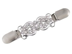 Silver Vitage Broche Tulip rhinestone clip one size fits all/ made in China