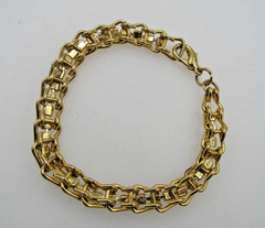 Well-Made Gold Tone Prong Set Rhinestone Chain 7 1/2″ Tennis Style Bracelet B1